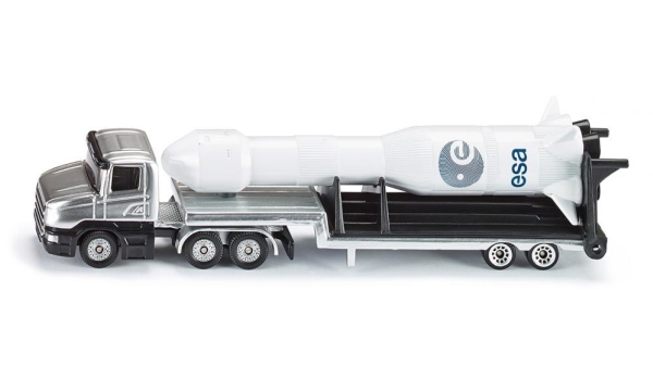 Siku Low Loader With Rocket, Lkw-/Anhänger-Modell, Schwarz, Silber, Weiß