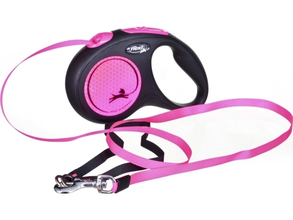 Flexi New Neon M Band 5 M, 25 Kg, Schwarz / Neonpink