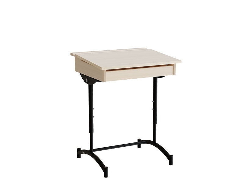 Elevbord, stilbar 128, lyddæmpende birk laminat, alugråt stel