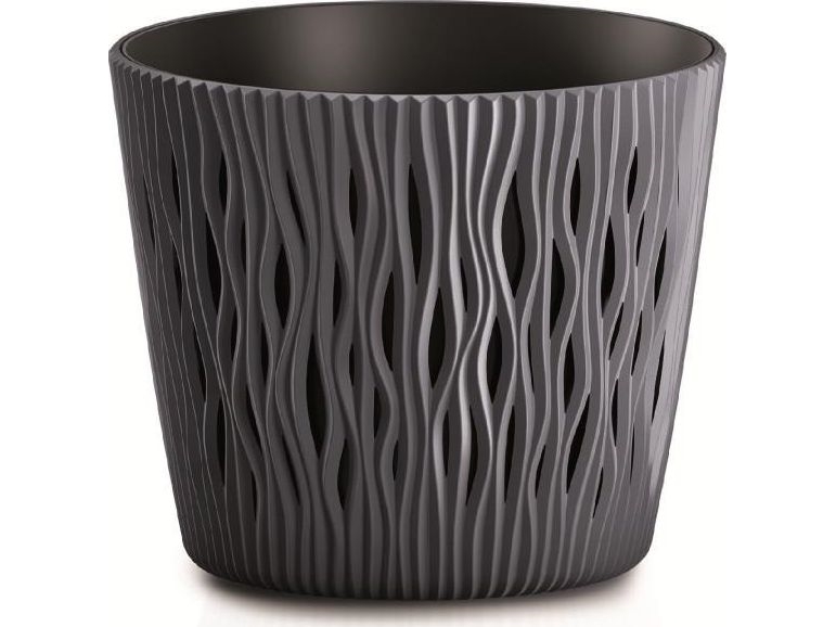 Prosperplast blomkruka SANDY ROUND - antracit dia.16cm | Trädgården - Trädgårdstillbehör - Krukor & Kannor | GameStuff