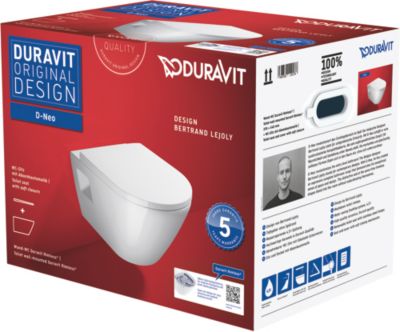Duravit D-Neo Hængeskål/Sæde - 370X540x400 Mm T/Indb.Cist, Åben Skylle-Rand