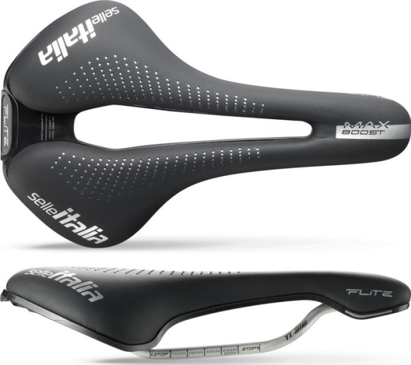 Selle Italia MAX FLITE BOOST GEL SUPERFLOW L sadel TI 316 rør 7, fiber-tek, sort (NEW) (L3)
