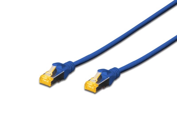 DIGITUS Professional CAT 6a Kabel med afskærmning med folie og kobberfletning (SFTP 25cm Patchkabel Blå