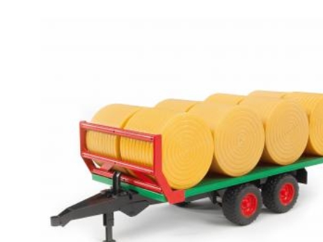 Bruder Bale Transport Trailer With 8 Round Bales, Grün, Orange, Rot