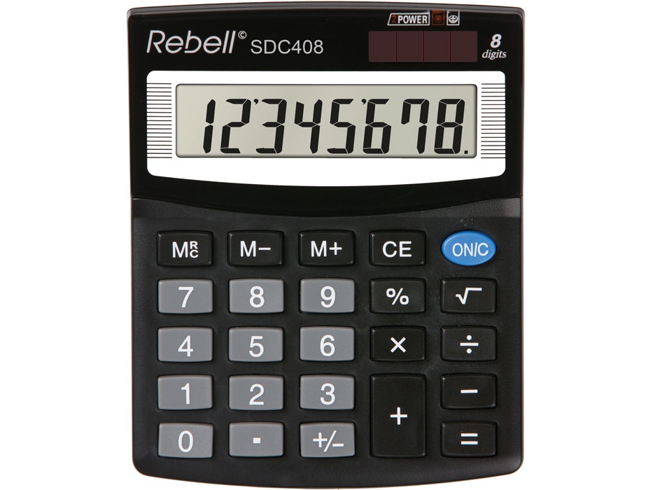 Rebell Sdc 408 - Desktop - Basic - 8 Cifre - 1 Linje - Baterija/Solar - Juodas