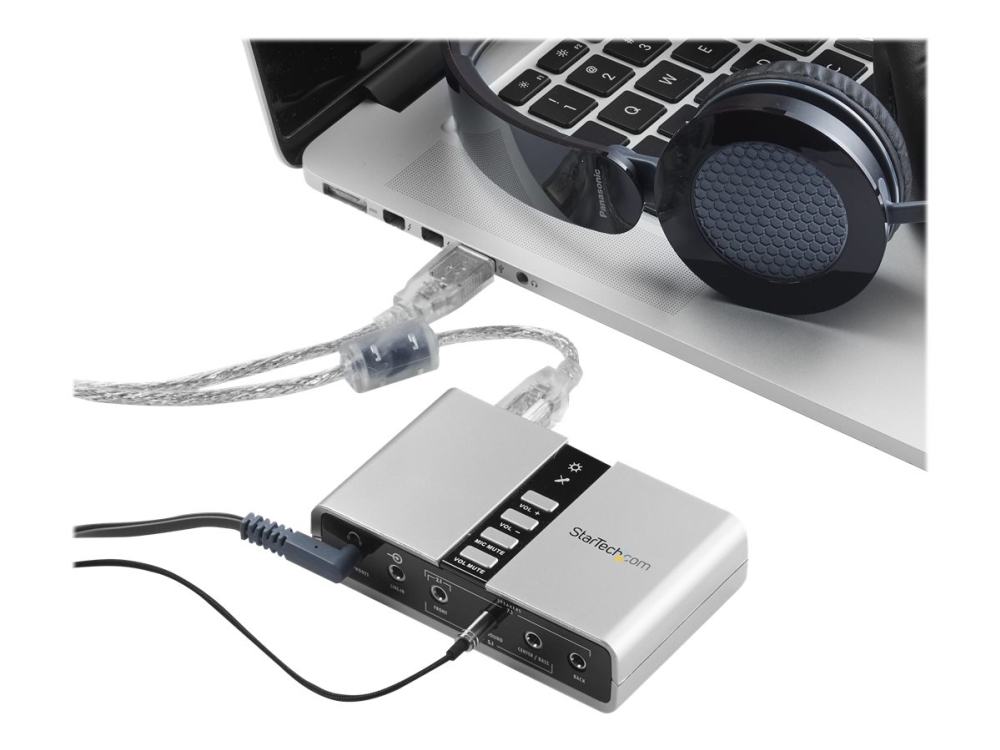 StarTech.com 7.1 USB Sound Card - External Sound Card for Laptop with SPDIF Digital Audio - Sound Card for PC - Silver (ICUSBAUDIO7D) - Lydkort - 48 kHz - 7.1 USB 2.0 - for P/N: MU6MMS