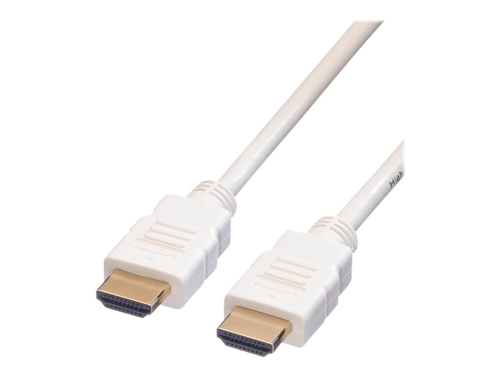 Roline Hdmi High Speed Cable With Ethernet - Hdmi-Kabel Med Ethernet - Hdmi Han Til Hdmi Han - 3 M - Afskærmet - Hvid