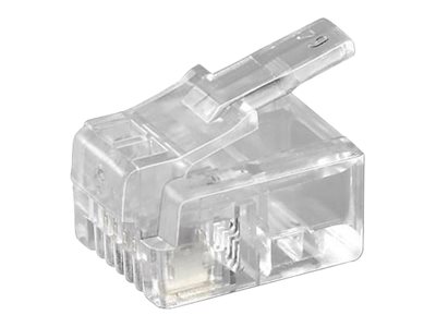 MicroConnect - Telefon-konnektor - RJ-11 (han) - ikke afskærmet - gennemsigtig (pakke med 10)