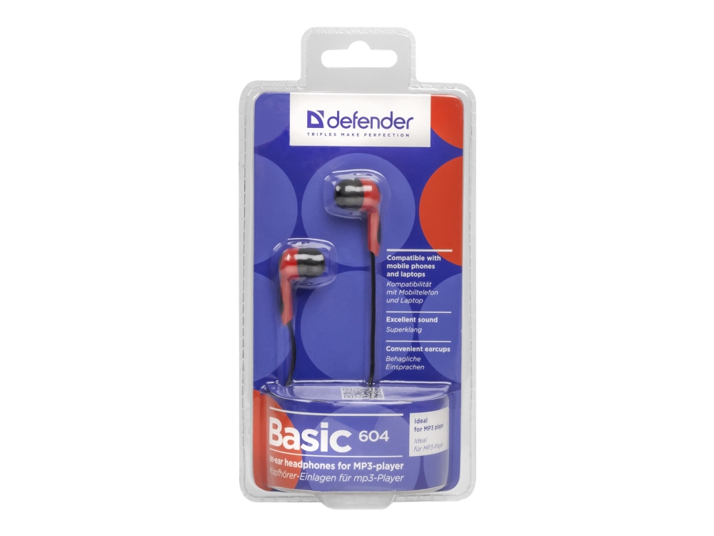 Defender Basic-604, Kabelgebunden, 15 - 20000 Hz, Kopfhörer, Schwarz, Rot