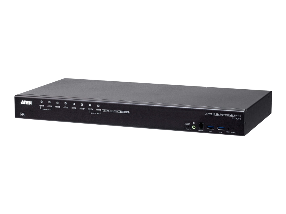 Aten 8-Port Usb 3.0 4K Displayport Kvm Switch, 4096 X 2160 Pixel, 4K Ultra Hd, 18,44 W, Schwarz
