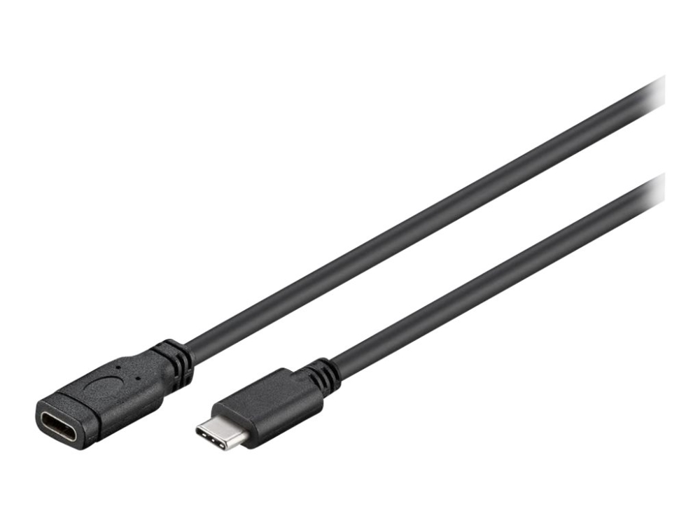 Mor Hvilken en Husk MicroConnect - USB-forlængerkabel - USB-C (han) til USB-C (hun) - USB 3.1 -  3 A - 1.5 m - sort, sølv
