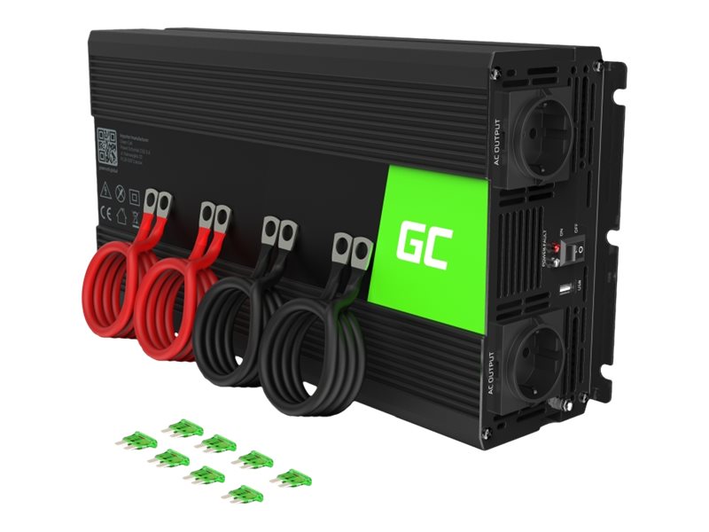 Green Cell - Dc Til Ac Wechselrichter - Dc 12 V - 2000 Watt - Output-Stikforbindelser: 2 - Sort