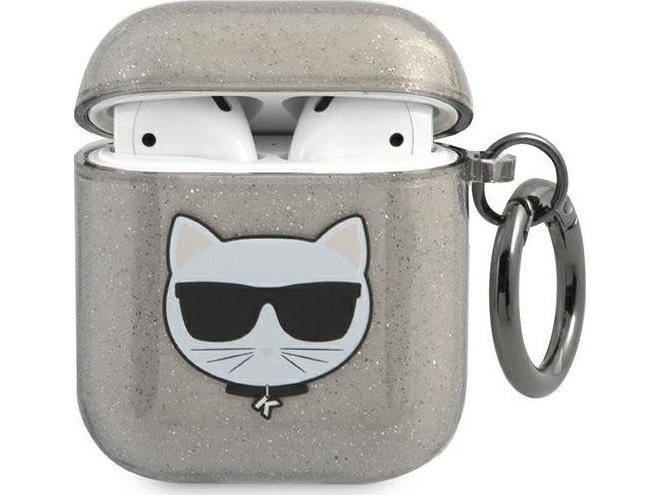 Karl Lagerfeld Etui Karl Lagerfeld Kla2uchgk Apple Airpods Cover Sort/Sort Glitter Choupette