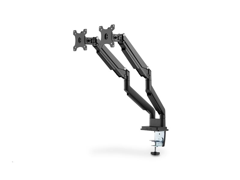DIGITUS DA-90395 - Stativ - justerbare dobbelte arme - for 2 LCD displays - plastik, aluminium, stål - mat sort - skærmstørrelse: 15-32 - skrivebordsstander