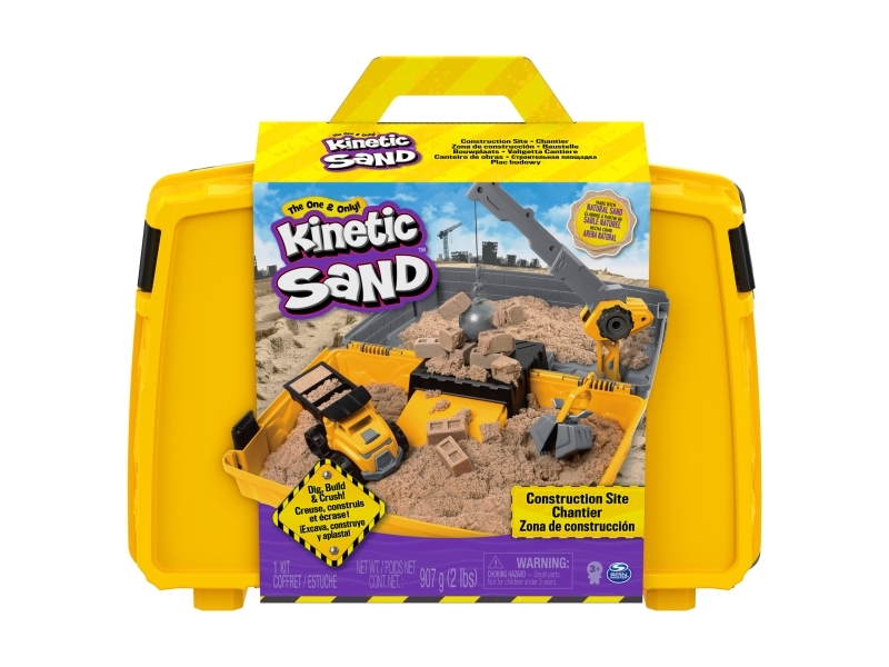 Kinetic Sand - Construction Site Legesand Sæt I Kuffert