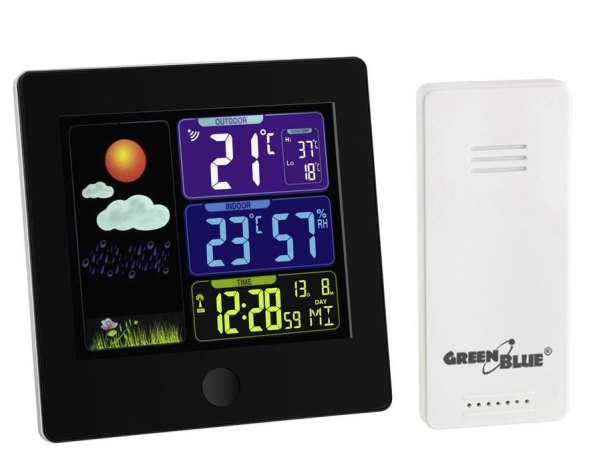 Greenblue 43493, Sort, Indendørs Hygrometer, Indendørs Termometer, Udendørs Hygrometer, Udendørs Termometer, Hygrometer, Termometer, Hygrometer, Term