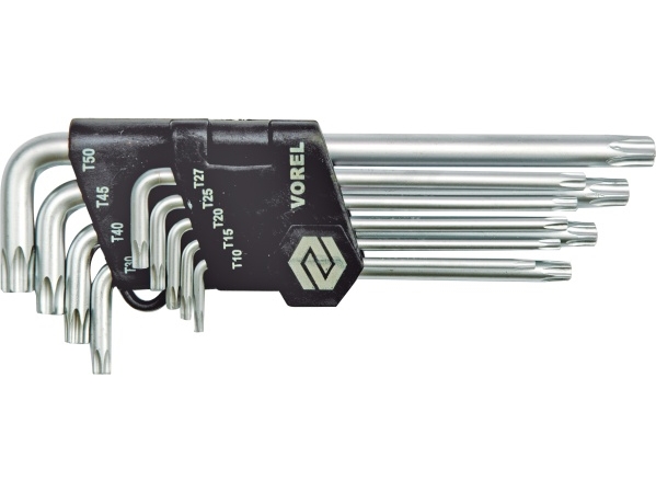 Vorel Torx sikkerhedsnøgler 9 stk chrome-vanadium stål