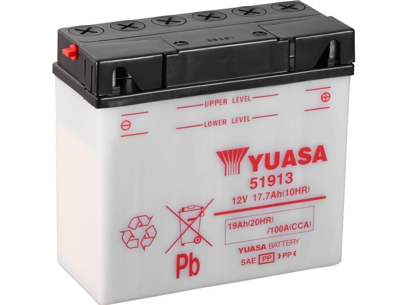 Yuasa 51913 Motorcykelbatteri 12 V 19 Ah Poltype: Skrueklemme type 10