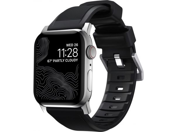 Nomad Rugged Strap Black Connectoor Silver 42/44/45