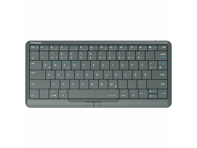 Prestigio Click&Touch 2, Mini, Kabel & Trådløs, Usb + Bluetooth, Mekanisk, Qwerty, Grå