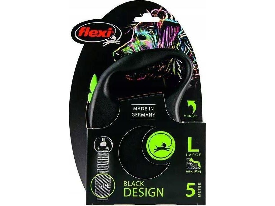 Flexi Black Design L Bånd 5 M, 50 Kg, Grøn