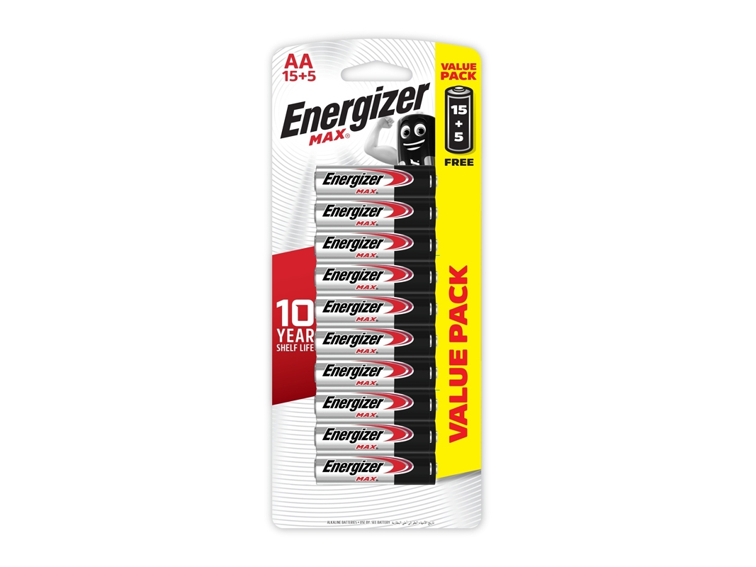 Energizer Max AA-batteri Alkali-mangan 1.5 V 20 stk | EL Artiklar - Batteri - AA-batterier | GameStuff