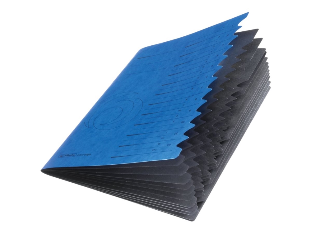 Herlitz Colorspan - Klassificeringsmappe - 12 rum - 12 dele - præ-trykt: A-Z, 1-12 - for A4 (210 x 297 mm) - med faneblade - sort, blå
