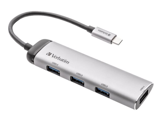 Verbatim Usb-C Multiport-Hub 4-Port Usb 3.2 Gen 1, Usb 3.2 Gen 1 (3.1 Gen 1) Type-C, Usb 3.2 Gen 1 (3.1 Gen 1) Type-A, 5000 Mbit/S, Grau, Aluminium,