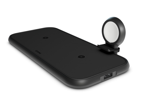 Zens Aluminium Series Dual + Watch (Ohne Watch Kabel) - Trådløs Opladningsmåtte - 45 Watt - Apple Fast Charge (Usb) - Sort