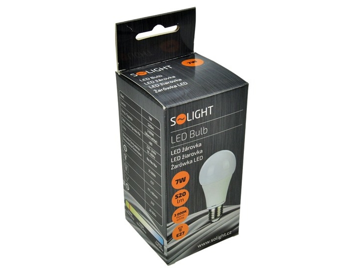 Solight Led Bulb, Classic Shape, 7W, E27, 3000K, 270 °, 520Lm