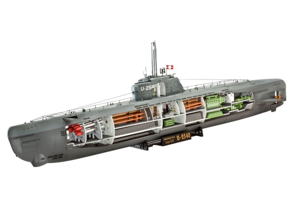 Revell U-Boot Typ Xxi U 2540 &Interieur, U-Boot-Modell, Montagesatz, 1:144, U-Boot Typ Xxi, Unisex, Kunststoff