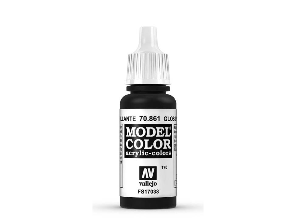 Vallejo 70.861, 17 Ml, Schwarz, Glanz, Flasche