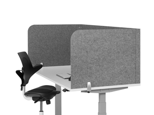 BakkerElkhuizen BE Sikkerhedsskærm U, Lysegrå, PET-filt, Aluminium, Grå, 1 stk, 1600 mm