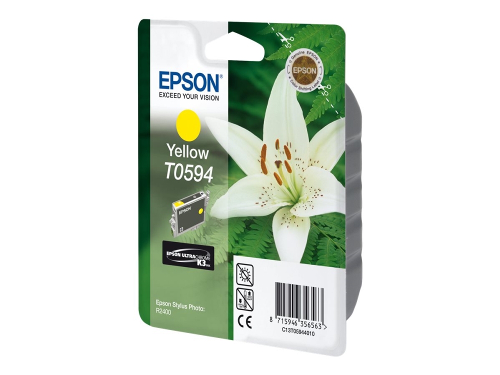 Epson T0594 - 13 ml - gul - original - blister - blækpatron - for Stylus Photo R2400