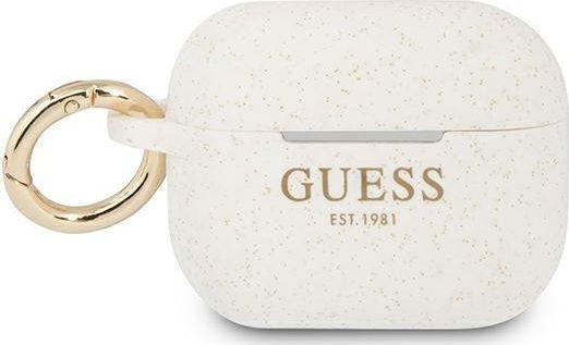 Guess Guess Guapsggeh Airpods Pro Hülle Weiß/Weiß Silikon Glitter