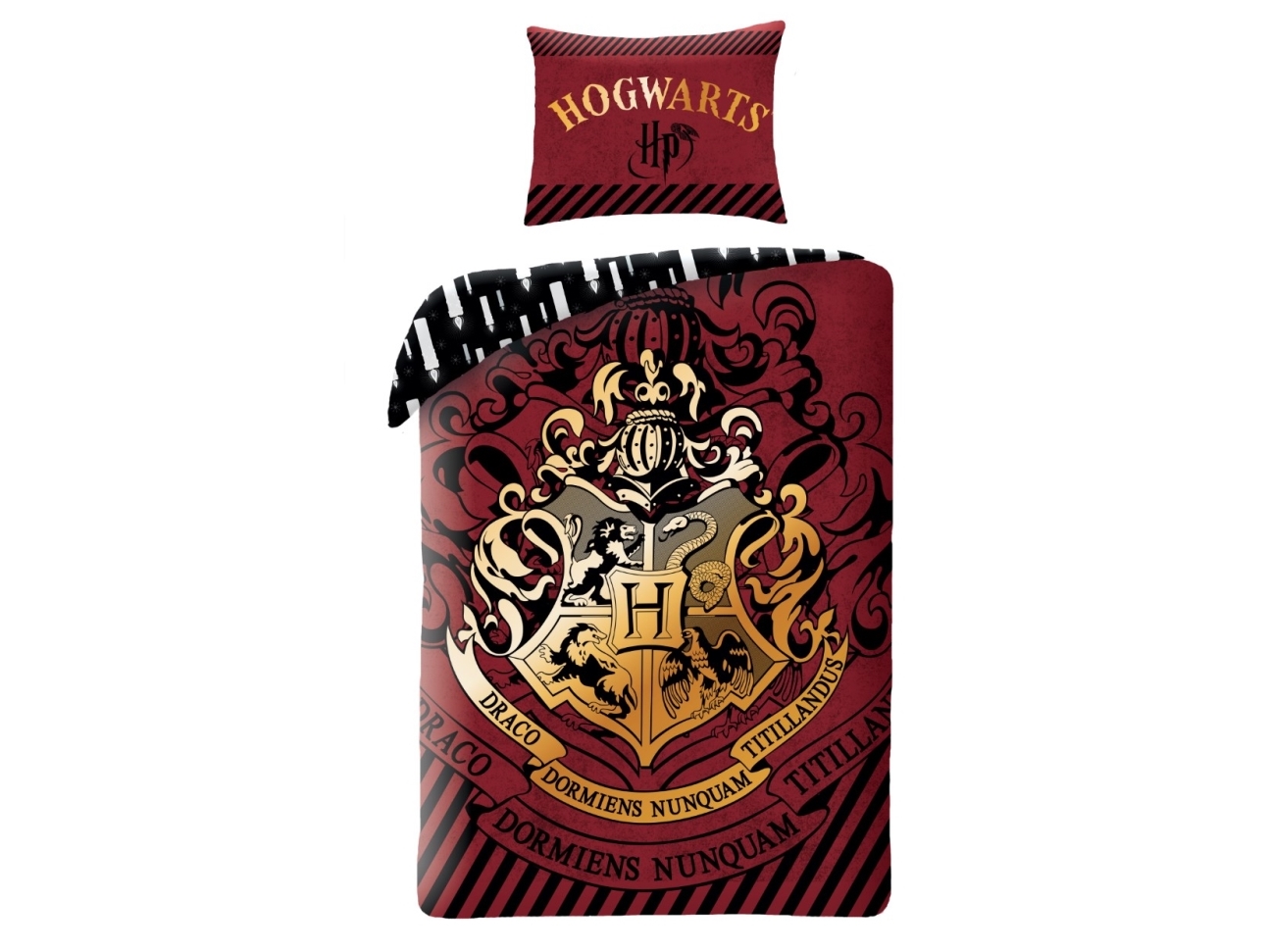 Billede af Harry Potter Hogwarts Sengetøj 2I1 Design 1 - 100 Procent Bomuld