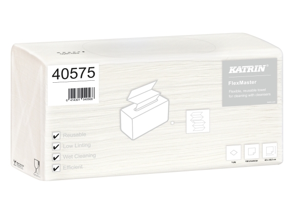 Aftørringsklud Katrin Flex Master 1-Lags Hvid Non Woven - (5 Pakker X 100 Stk.)
