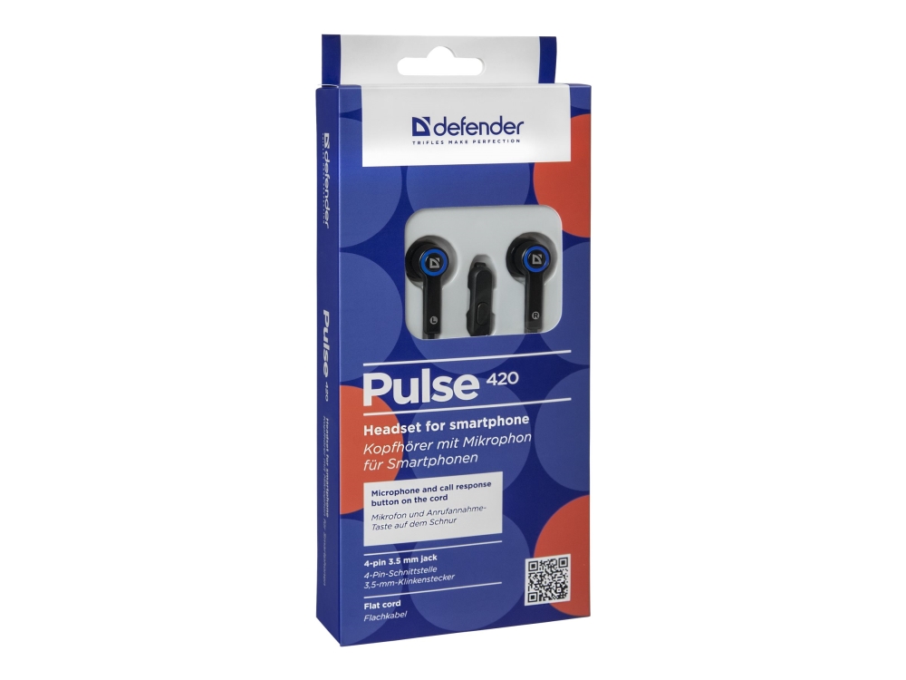 Defender Pulse-420, Kabelgebunden, 20 - 20000 Hz, Kopfhörer, Schwarz, Blau