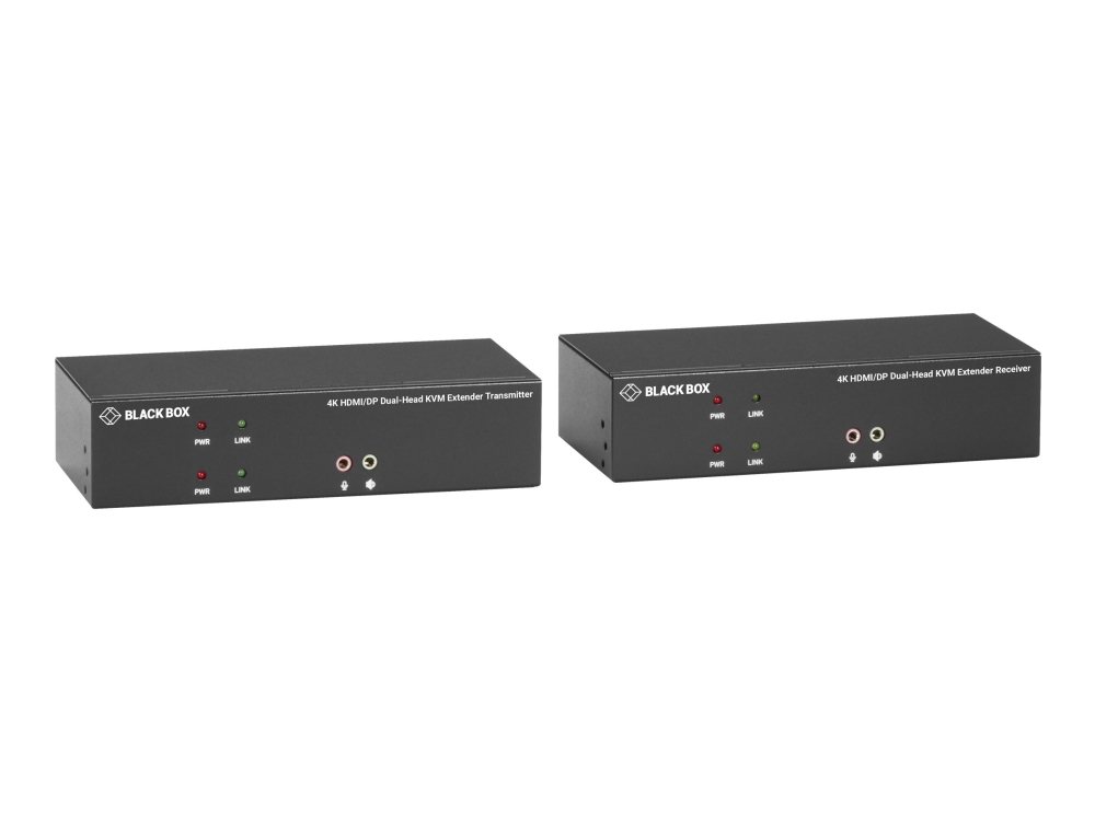Black Box Kvx Series Kvm Extender Over Fiber - 4K, Dual-Head, Hdmi/Displayport, Usb 2.0, Serial, Audio, Local Video - Kvm / Audio / Seriel / Usb Forl