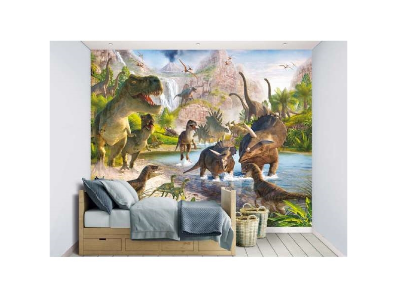 Dinosaur Land tapet 243 x 305 cm | Färg & Tillbehör - Väggbeklädnad - Fototapet | GameStuff