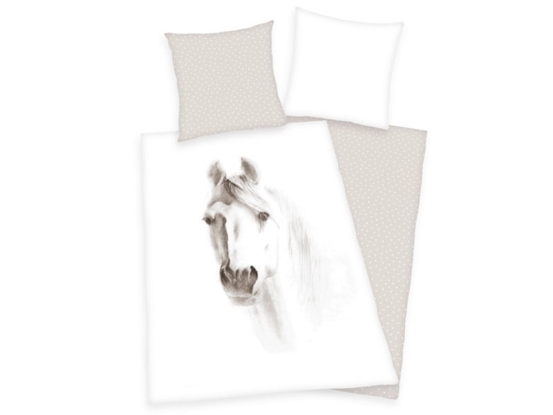 Billede af Hvid Hest Sengetøj (100 Procent Bomuld)