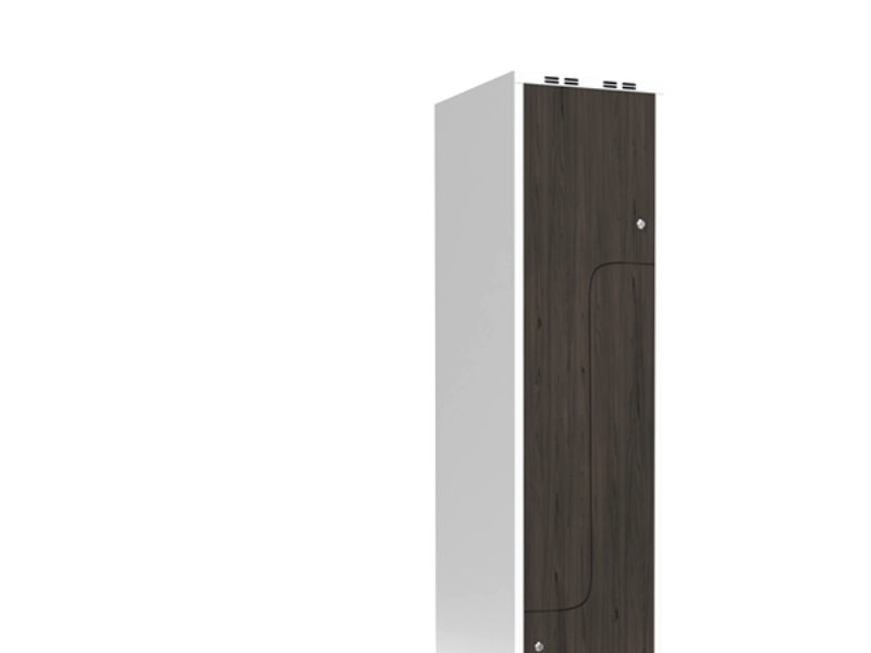 Garderobsskåp 1×400 mm rak topp 2-delad pelare Z-dörr laminatdörr Nocturne wood cylinderlås | Köksapparater - Storköksutrustning - Inventarier - Skåp | GameStuff
