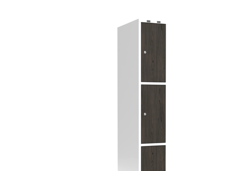 Garderobenschrank 1X300 Mm Gerade Kopfplatte 3-Teiliges Säulendesign Laminattür Nocturne Wood Zylinderschloss