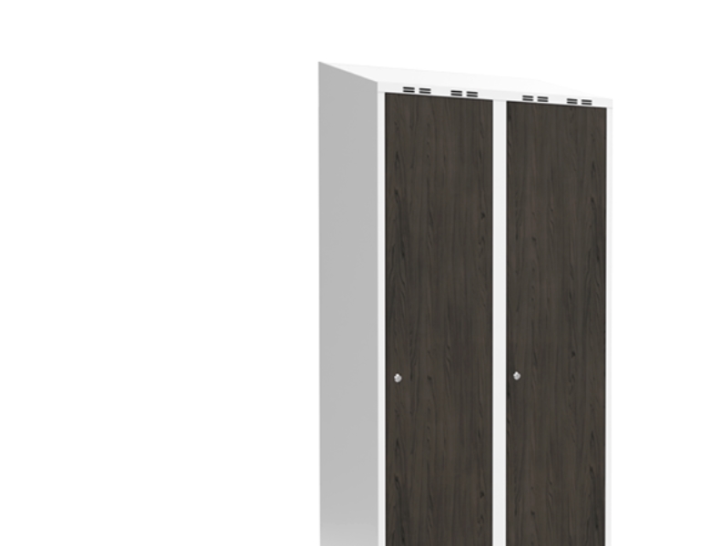 Garderobeskab 2X400 Mm Skråt Tag Hel Søjle Laminat Dør Nocturne Wood Cylinderlås