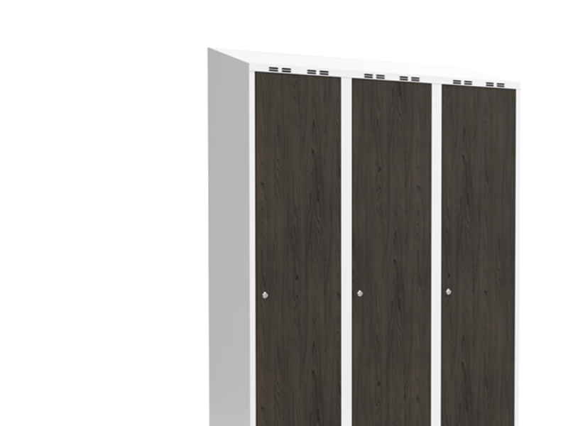 Garderobeskab 3X400 Mm Skråt Tag Hel Søjle Laminat Dør Nocturne Wood Cylinderlås