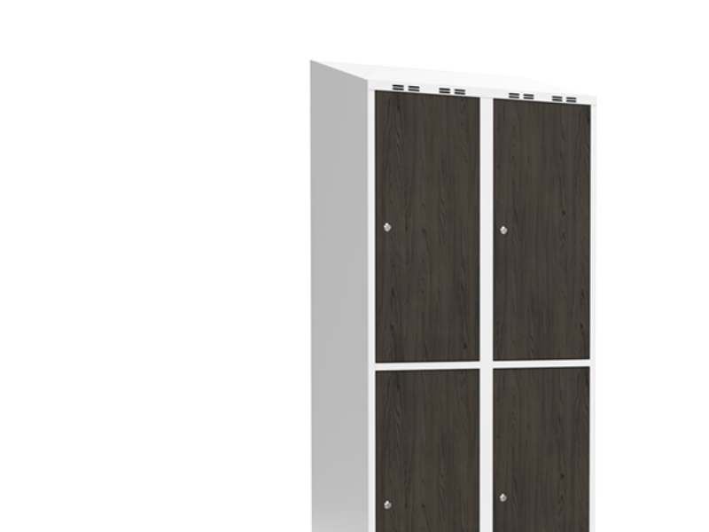 Garderobeskab 2X400 Mm Skråt Tag 2-Delt Søjle Laminat Dør Nocturne Wood Cylinderlås