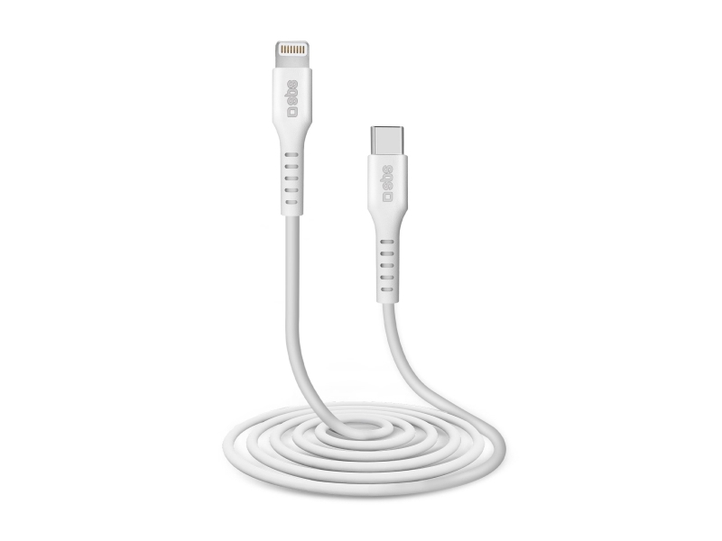 SBS TECABLELELIGTC2W, 2 m, Lightning, USB C, Hankontakt, Hankontakt, Vit | Datortillbehör - Kablar & adaptrar - Datakablar | GameStuff