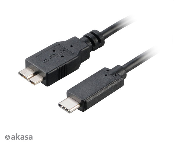 Akasa C/Micro-B, 1M, 1 M, Usb C, Micro-Usb B, Usb 3.2 Gen 2 (3.1 Gen 2), Sort