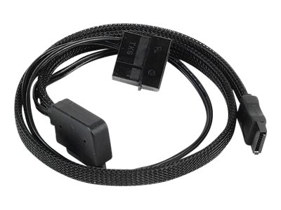 SilverStone CP10 - SATA-kabel - 4-PIN intern strøm, SATA til Slimline SATA (hun) - 50 cm - 90° stik - sort