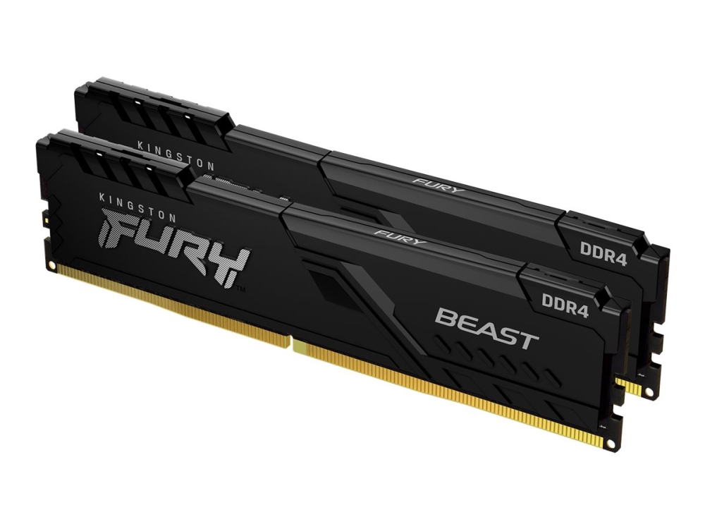 Produktfoto för Kingston FURY Beast - DDR4 - sats - 32 GB: 2 x 16 GB - DIMM 288-pin - 3200 MHz / PC4-25600 - CL16 - 1.35 V - ej buffrad - icke ECC - svart